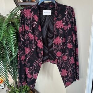 BCBGeneration Black & Pink Floral Draped Blazer Satin Lined Suit Jacket Office